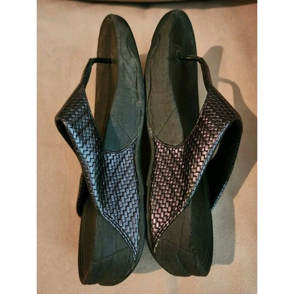 Fitflop Lulu Black Weave Thong Slip On Sandals Women's Sz 8 (407-001) - Picture 6 of 9